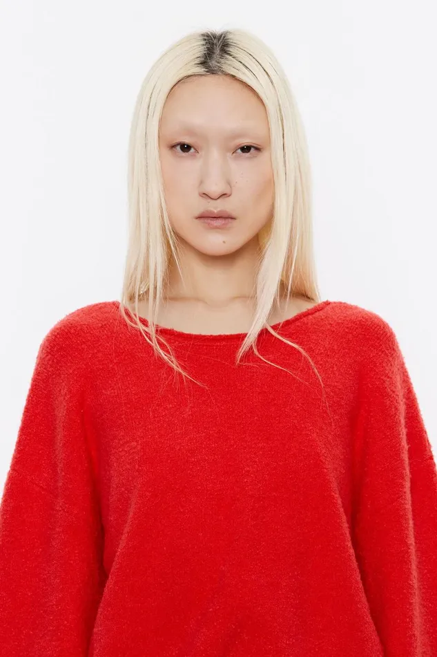 Red Rounded Back Jumper Red Women Bimba Y Lola Knitwear Red Rounded Back Jumper Red Women Bimba Y Lola Knitwear