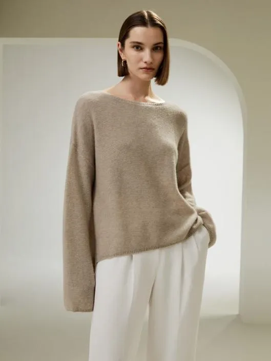 Relaxed Fit DropShoulder Silk Cashmere Blend Sweatshirt Women Lilysilk Knitwear