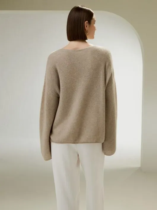 Relaxed Fit DropShoulder Silk Cashmere Blend Sweatshirt Women Lilysilk Knitwear