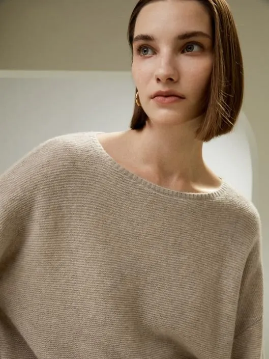 Relaxed Fit DropShoulder Silk Cashmere Blend Sweatshirt Women Lilysilk Knitwear