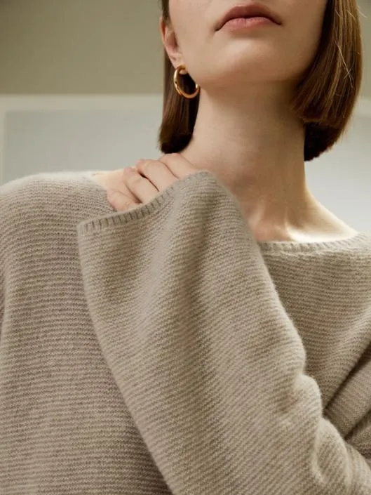 Relaxed Fit DropShoulder Silk Cashmere Blend Sweatshirt Women Lilysilk Knitwear