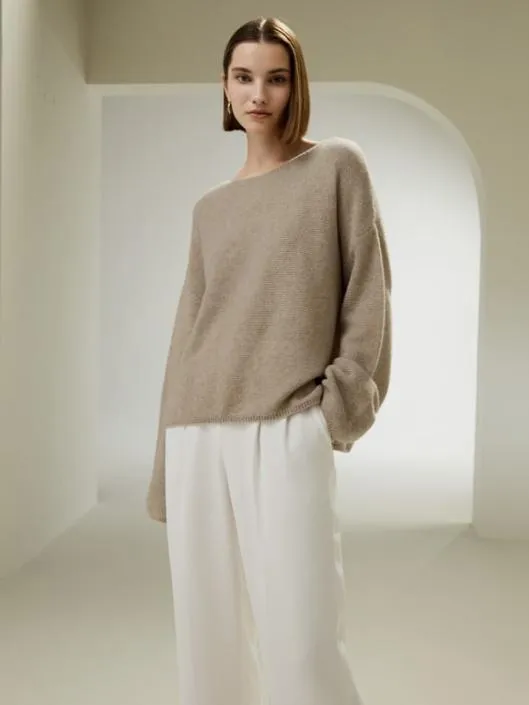 Relaxed Fit DropShoulder Silk Cashmere Blend Sweatshirt Women Lilysilk Knitwear