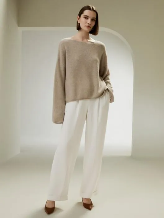 Relaxed Fit DropShoulder Silk Cashmere Blend Sweatshirt Women Lilysilk Knitwear