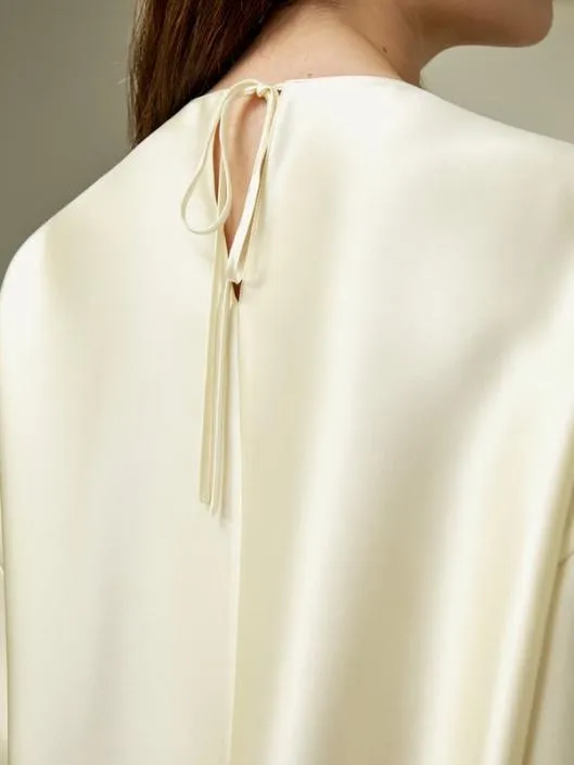 Relaxed Silk Crewneck Blouse Women Blouses Lilysilk Shirts