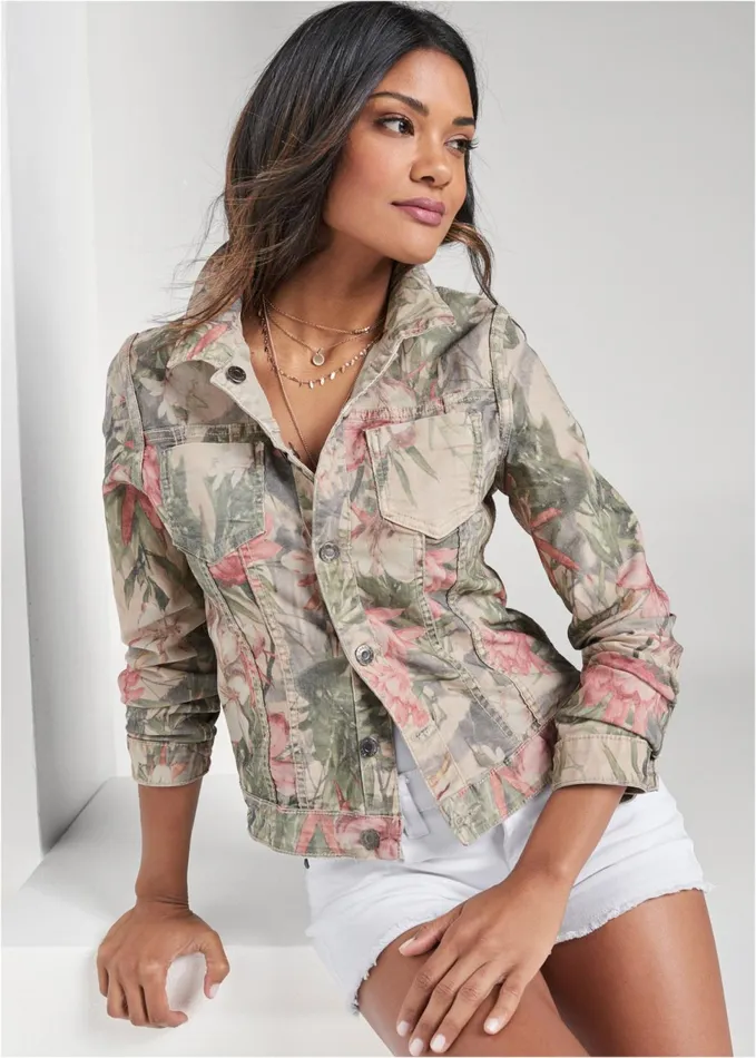 REVERSIBLE DENIM JACKET Tan Multi Women VENUS Denim