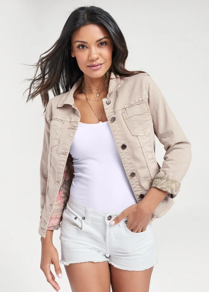 REVERSIBLE DENIM JACKET Tan Multi Women VENUS Denim