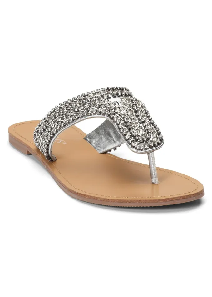 RHINESTONE FLATS Silver Women VENUS Casual