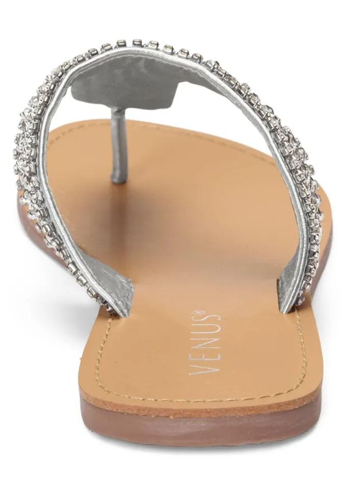 RHINESTONE FLATS Silver Women VENUS Casual