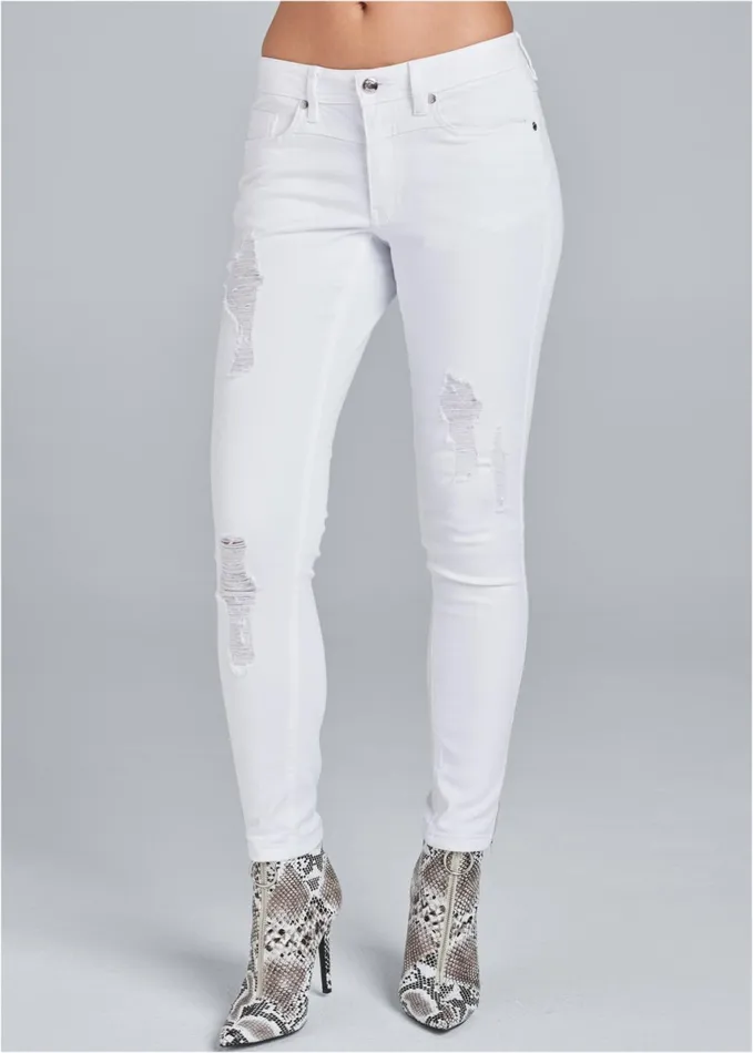 RIPPED CROPPED JEANS White Women VENUS Favorite Denim