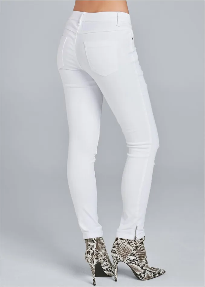 RIPPED CROPPED JEANS White Women VENUS Favorite Denim