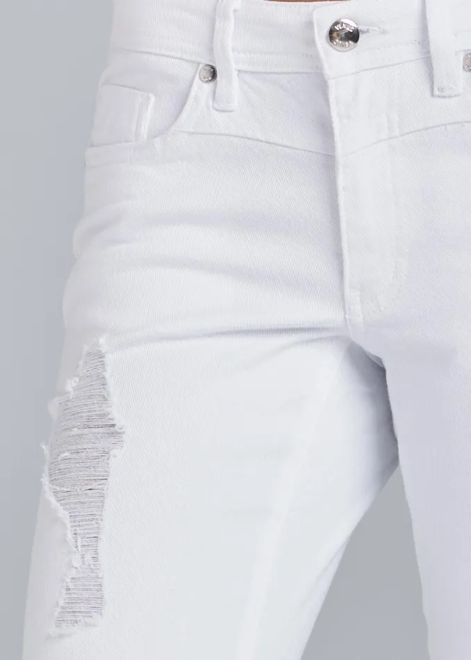 RIPPED CROPPED JEANS White Women VENUS Favorite Denim