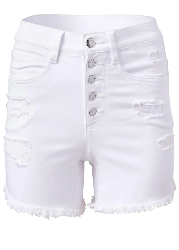 RIPPED JEAN SHORTS White Denim Women VENUS Shorts