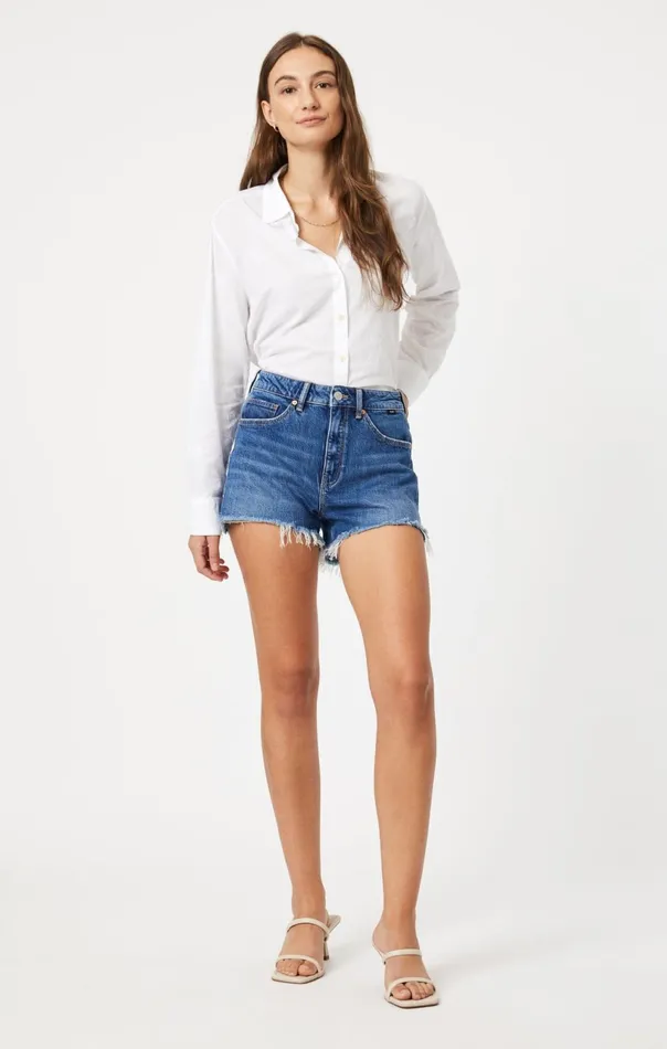 Rosie Boyfriend Shorts In Mid Brushed Recycled Blue Women Mavi Jeans Shorts