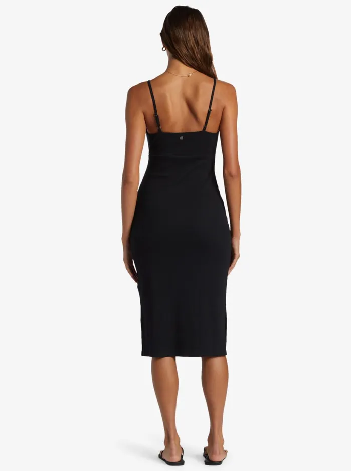 Roxy Dresses Wavey Baby Rib Knit Dress Anthracite 8211 Women