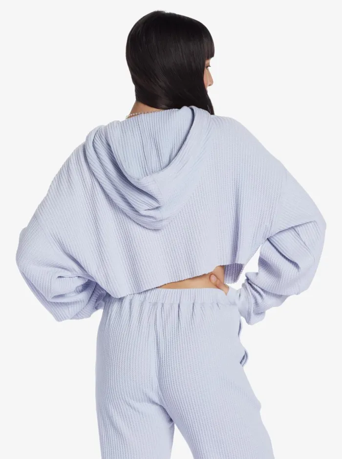 Roxy Jackets Chloe Kim Off Duty Crop Hoodie Pullover Sweatshirt Halogen Blue 8211 Women