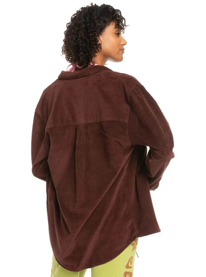 Roxy Jackets Let It Go Corduroy Long Sleeve Shirt Bitter Chocolate 8211 Women