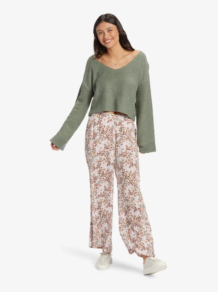 Roxy Jackets Made For You VNeck Sweatshirt Agave Green 8211 Women