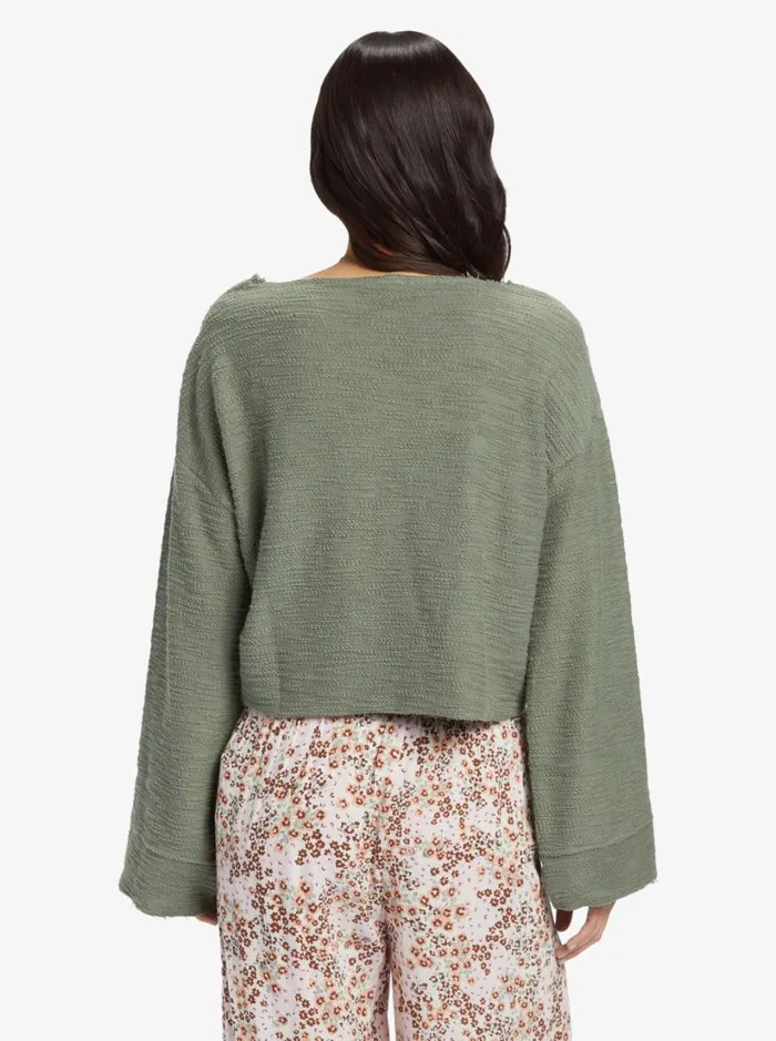 Roxy Jackets Made For You VNeck Sweatshirt Agave Green 8211 Women
