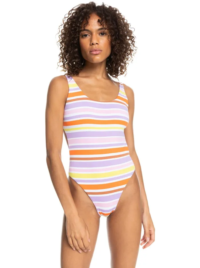 Roxy One Pieces SurfKindKate Reversible OnePiece Swimsuit Bright White Aloha Stripe Hori 8211 Women