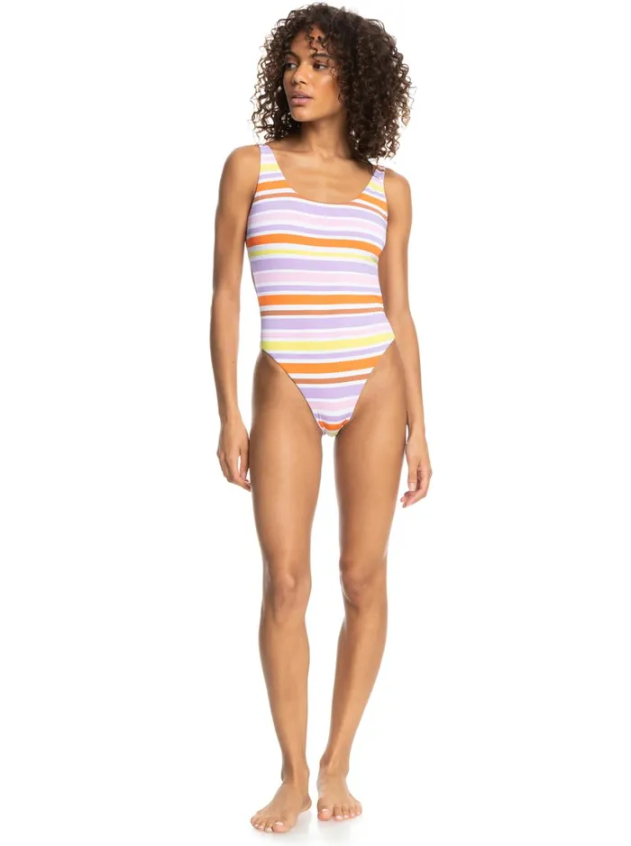 Roxy One Pieces SurfKindKate Reversible OnePiece Swimsuit Bright White Aloha Stripe Hori 8211 Women