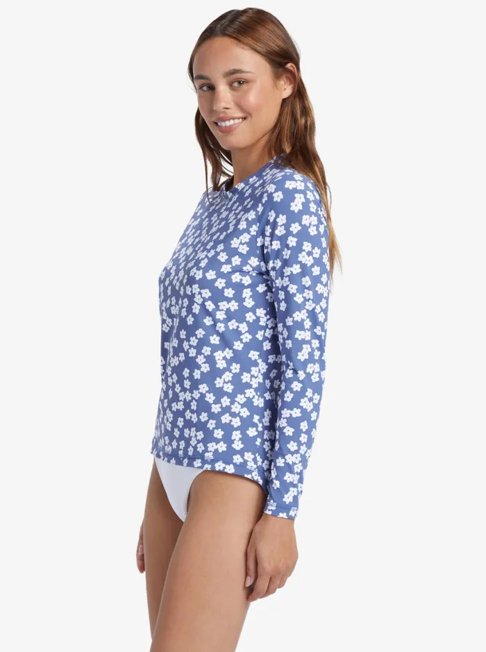 Roxy Rashguards Sea Skippin Long Sleeve UPF 50 Rashguard Bijou Blue Floral Delight 8211 Women
