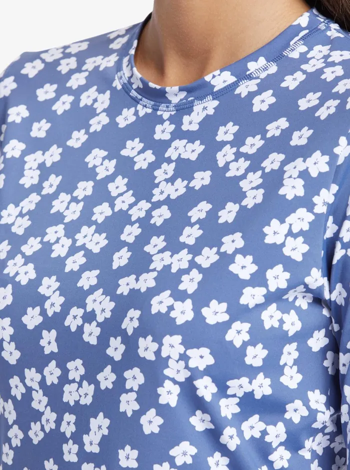 Roxy Rashguards Sea Skippin Long Sleeve UPF 50 Rashguard Bijou Blue Floral Delight 8211 Women