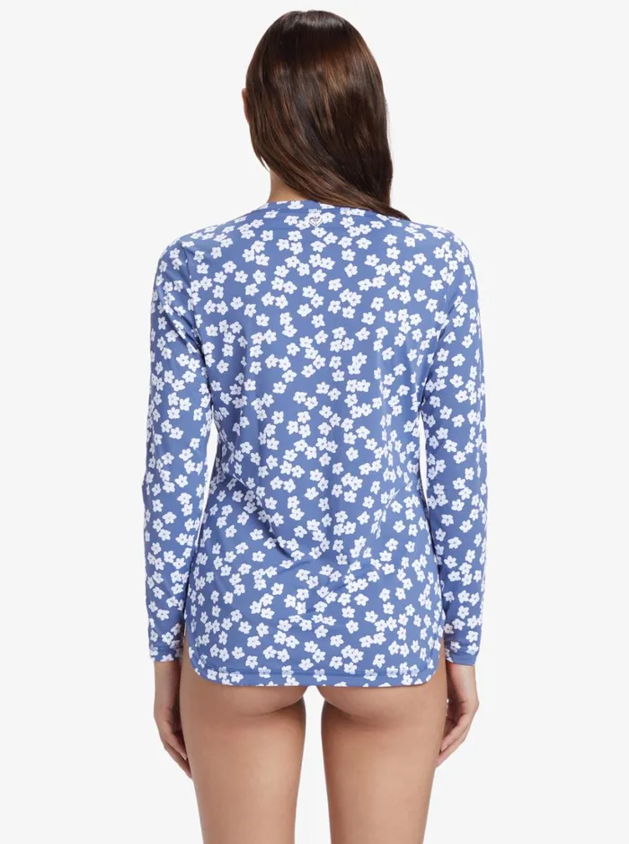 Roxy Rashguards Sea Skippin Long Sleeve UPF 50 Rashguard Bijou Blue Floral Delight 8211 Women