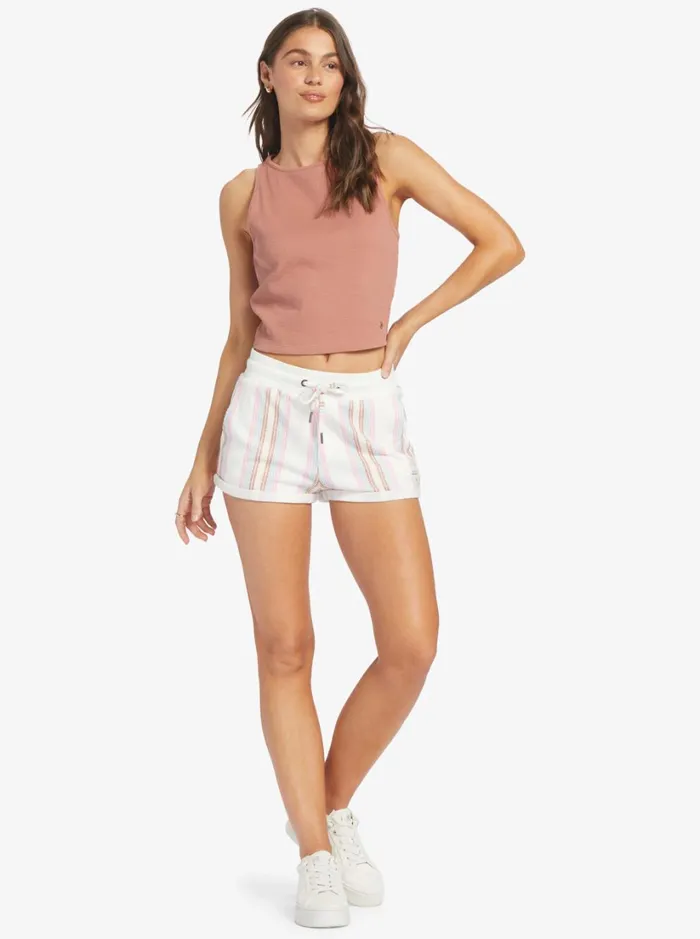 Roxy Shorts Waves And Rays Fleece Bottom Bonzer Stripe Snow White 8211 Women