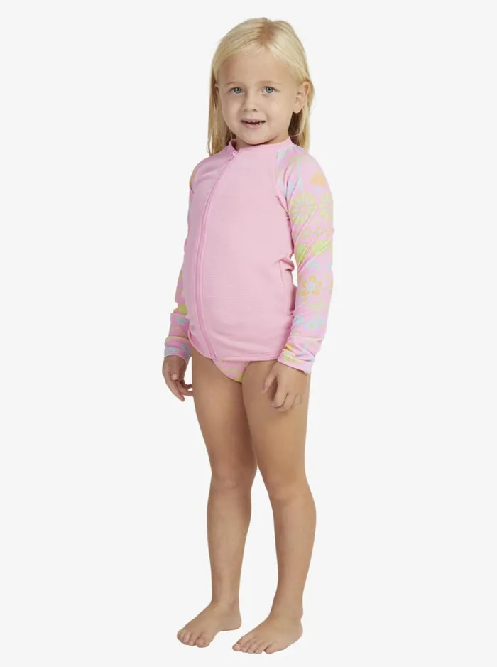 Roxy Surf Girl039s 27 Beach Day Together Long Sleeve Rashguard Set Sachet Pink Beachy Bebe 8211 Women