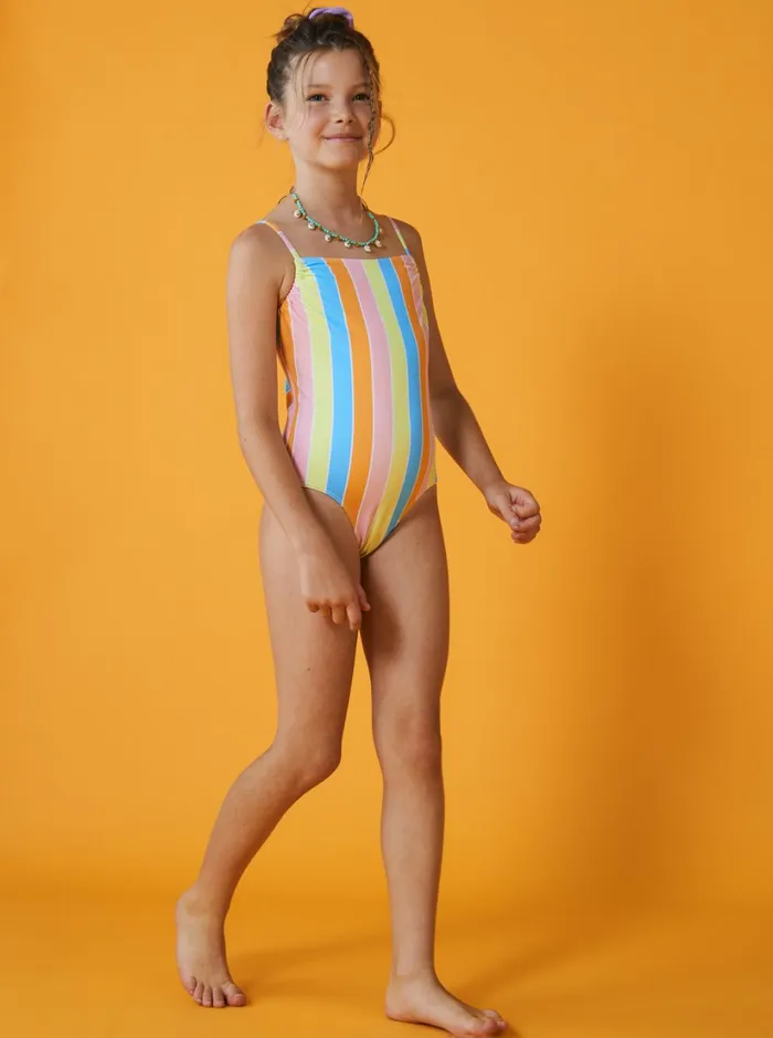 Roxy Swim Girl039s 416 Last In Paradise OnePiece Swimsuit For Girls Bachelor Button Rainbow Rays 8211 Women
