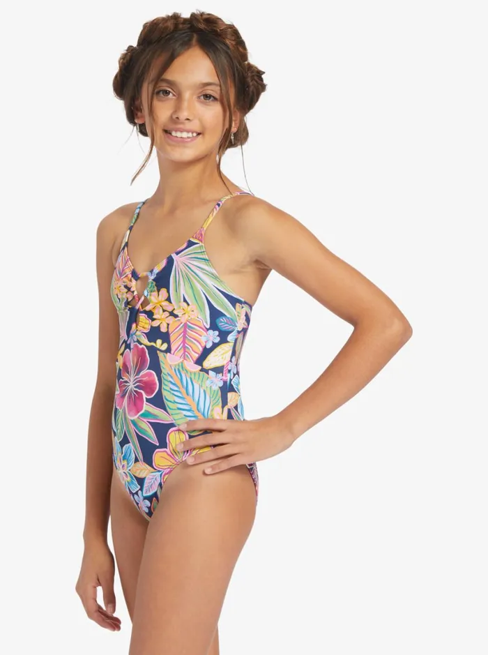Roxy Swim Girl039s 716 Paradise Trip OnePiece Swimsuit Mood Indigotrue Paradise 8211 Women