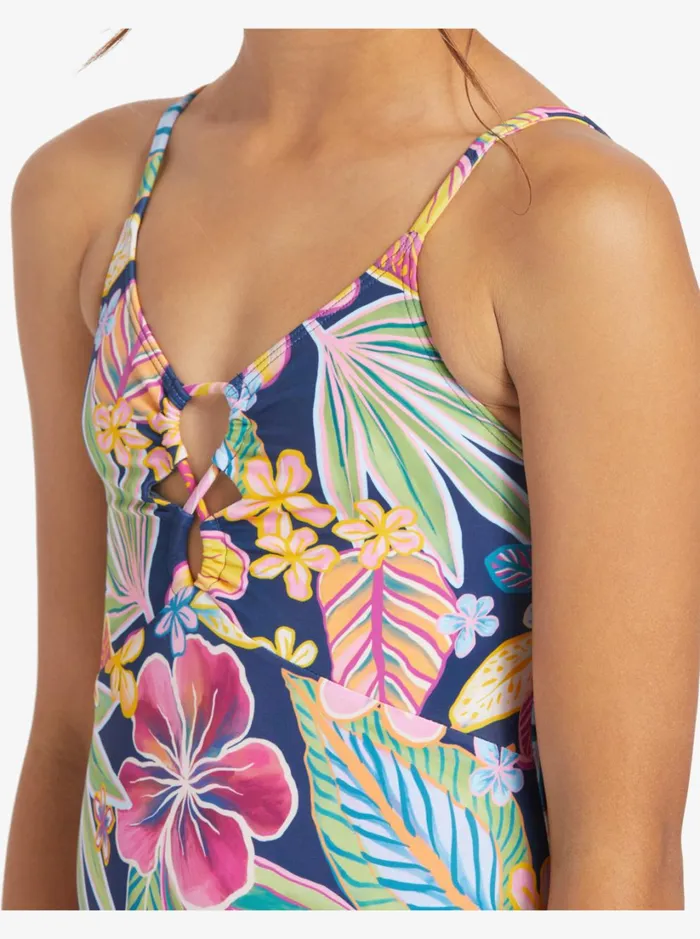 Roxy Swim Girl039s 716 Paradise Trip OnePiece Swimsuit Mood Indigotrue Paradise 8211 Women