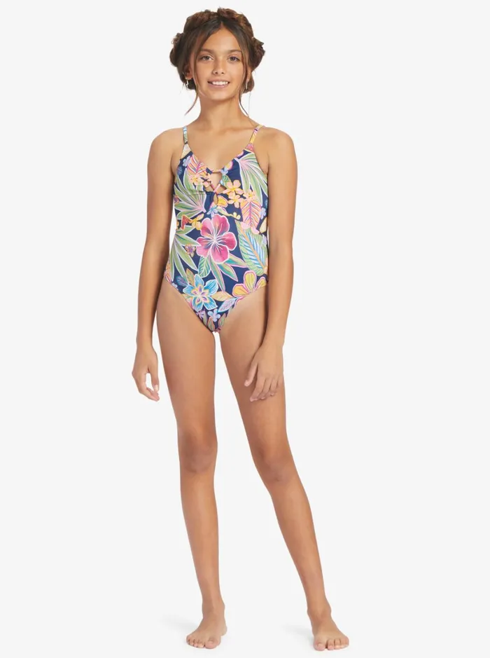 Roxy Swim Girl039s 716 Paradise Trip OnePiece Swimsuit Mood Indigotrue Paradise 8211 Women