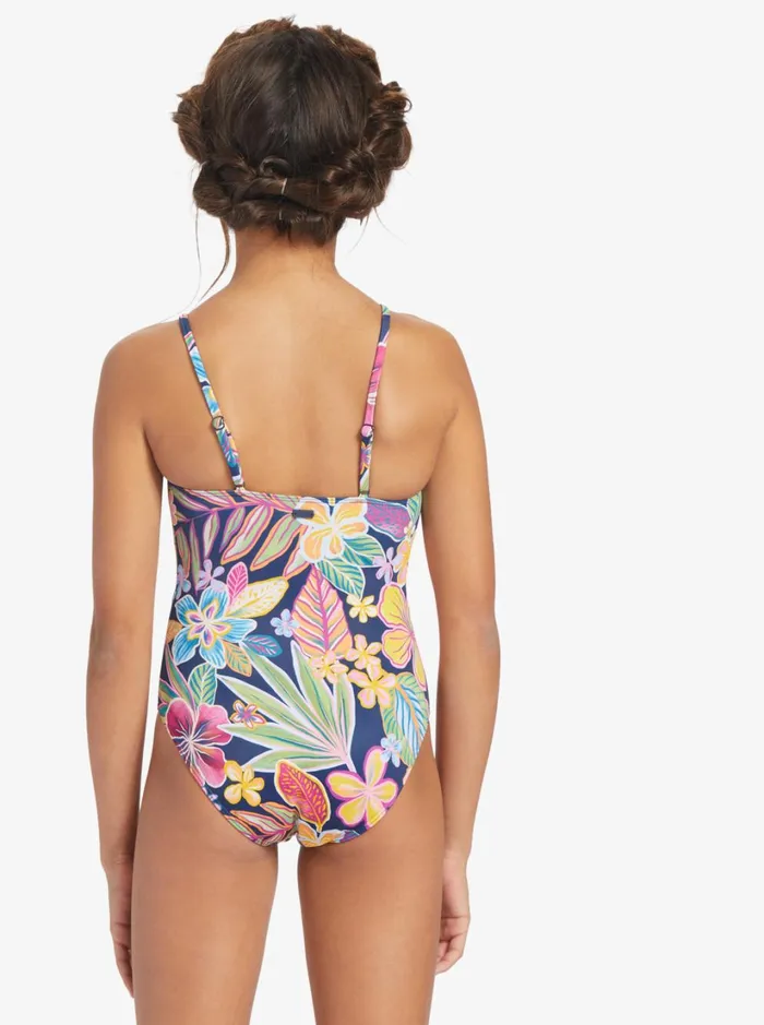 Roxy Swim Girl039s 716 Paradise Trip OnePiece Swimsuit Mood Indigotrue Paradise 8211 Women