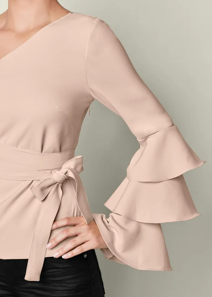Ruffle OffTheShoulder Top Tan Women VENUS Night Out Tops