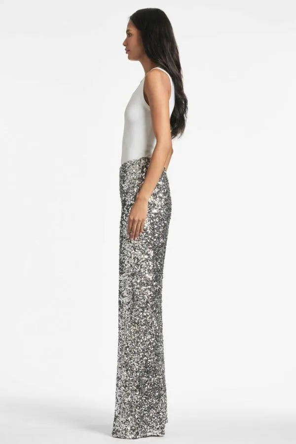 Sachin and Babi Alli Pant 8211 Silver Sequins Silver Sequins Women Pants and Jumpsuits