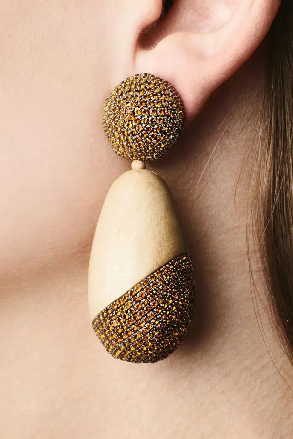 Sachin and Babi Christina Earrings 8211 Wood Crystals Panto Wood and Ice Blue Women Earrings Sachin and Babi Christina Earrings 8211 Wood Crystals Panto Wood and Ice Blue Women Earrings