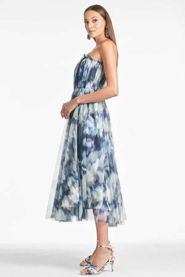 Sachin and Babi Marni Dress 8211 Blue Ikat Floral Blue Ikat Floral Women Midi