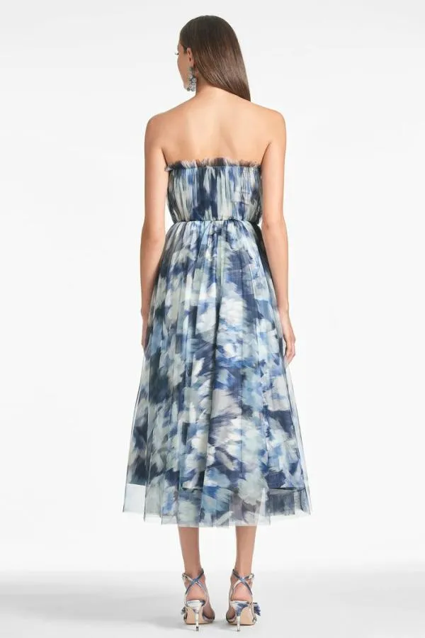Sachin and Babi Marni Dress 8211 Blue Ikat Floral Blue Ikat Floral Women Midi