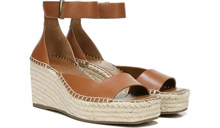 Sandals Women Franco Sarto Franco Camera Espadrille Wedge Sandal Cognac Leather