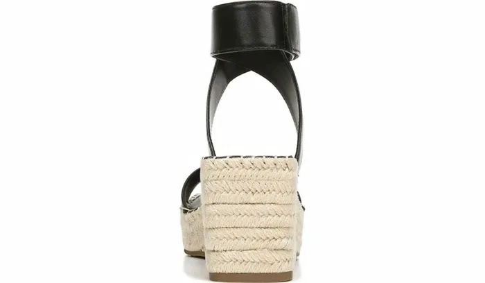 Sandals Women Franco Sarto Franco Carezza Espadrille Wedge Sandal Black Leather