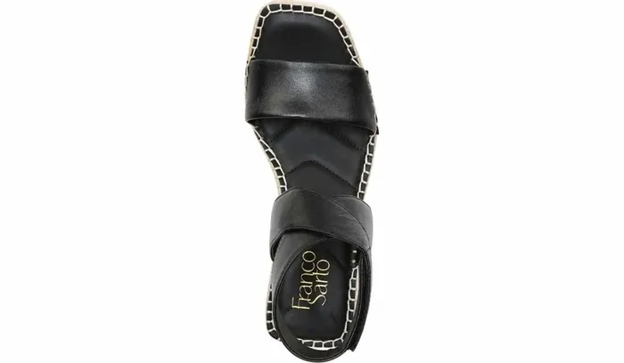Sandals Women Franco Sarto Franco Carezza Espadrille Wedge Sandal Black Leather