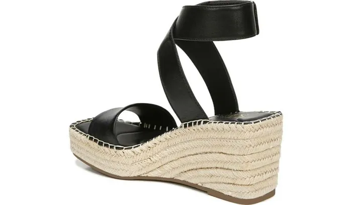 Sandals Women Franco Sarto Franco Carezza Espadrille Wedge Sandal Black Leather