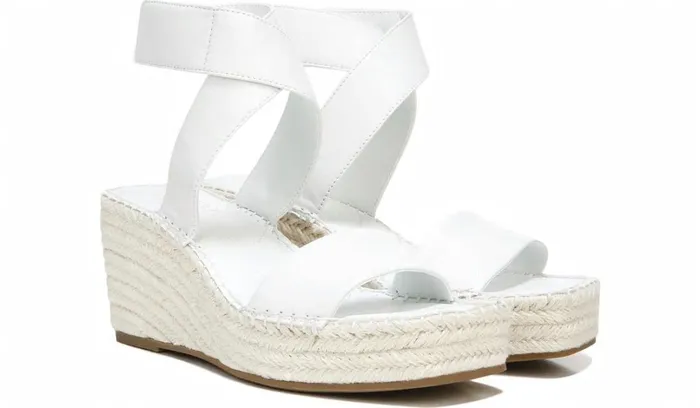 Sandals Women Franco Sarto Franco Carezza Espadrille Wedge Sandal White Leather