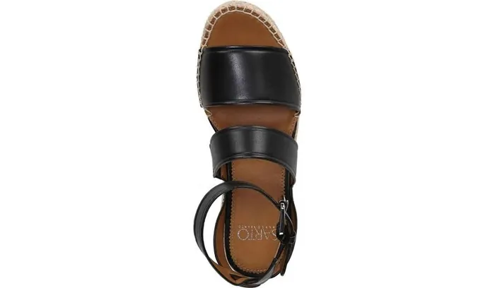 Sandals Women Franco Sarto Sarto Calvin Wedge Sandal Black Leather
