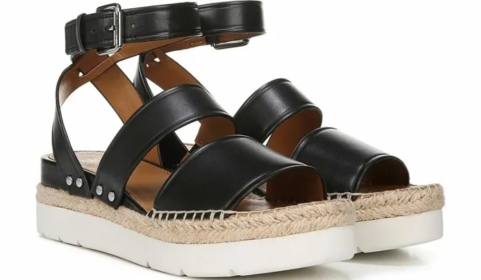 Sandals Women Franco Sarto Sarto Calvin Wedge Sandal Black Leather