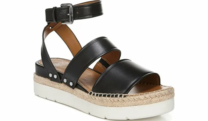 Sandals Women Franco Sarto Sarto Calvin Wedge Sandal Black Leather