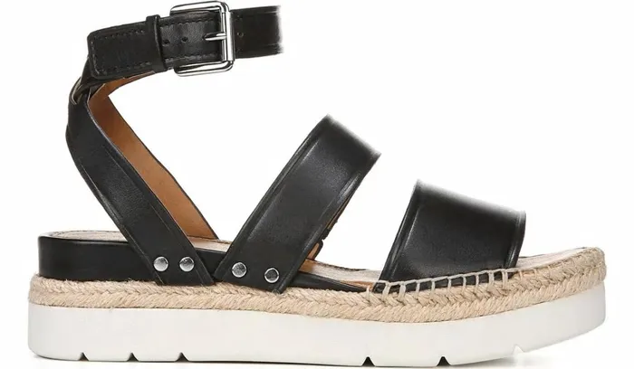 Sandals Women Franco Sarto Sarto Calvin Wedge Sandal Black Leather