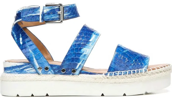 Sandals Women Franco Sarto Sarto Calvin Wedge Sandal Blue Snake Leather