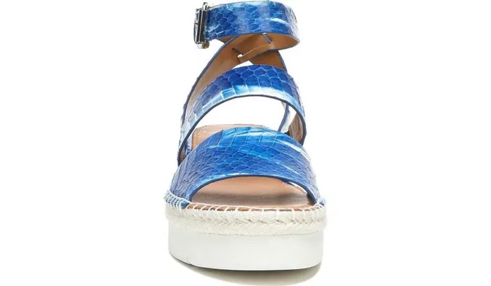 Sandals Women Franco Sarto Sarto Calvin Wedge Sandal Blue Snake Leather
